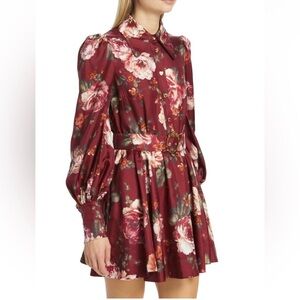 Zimmerman Women's Luminosity Belted Peony Silk Shirtdress US 6-8 Aus 2